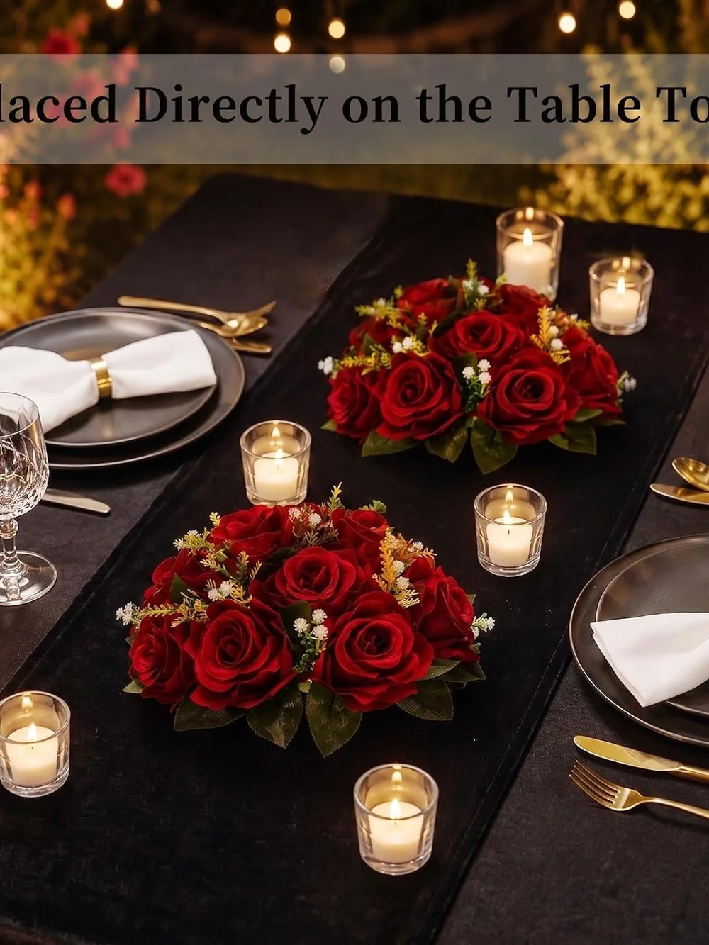 Blosmon Rose Flower Balls For Table Centerpieces, Crimson, 2 Pcs, Reusable